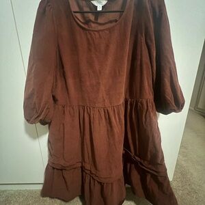 Time and Tru Burnt Orange tiered Corduroy Dress